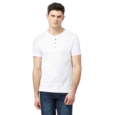 Big and tall white button collar t-shirt